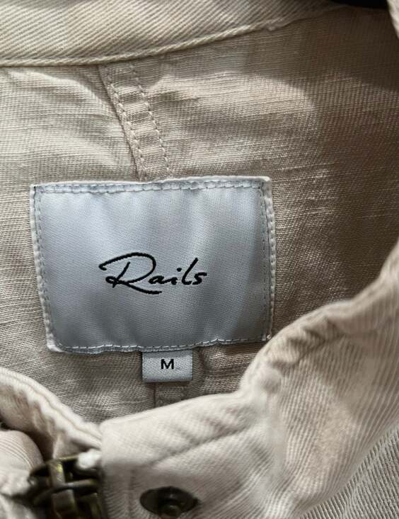 Rails Collins Utility Military Jacket in Bone Bone Linen Blend Size Medium - Picture 4 of 11